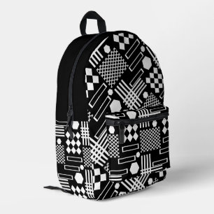 Scandinavian Black and white geometric shapes Printed Backpack