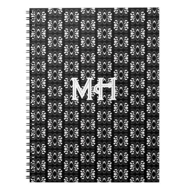 Scandinavian Black and White Modern Flair Design  Notebook (Front)