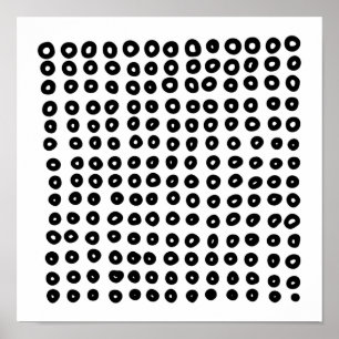 Scandinavian Black White Abstract Circle Rows Art Poster