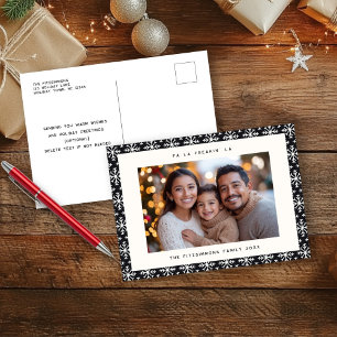 Scandinavian Black & White Photo Holiday Postcard