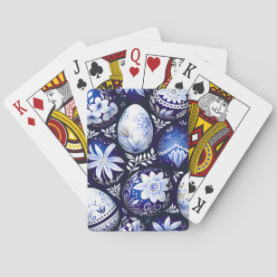 Scandinavian Blue Easter Egg Spring Floral Playing Cards