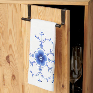 Scandinavian Blue Floral Kitchen Towel