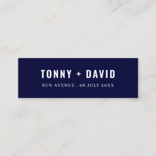 Scandinavian Blue Minimal Wedding Favour Bookmark Mini Business Card