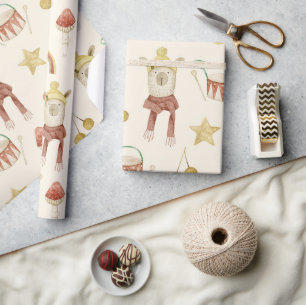 Scandinavian Boho Nursery Bear Wrapping Paper