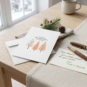 Scandinavian Boho Pine Trees Nordic Winter Scene  Holiday Card