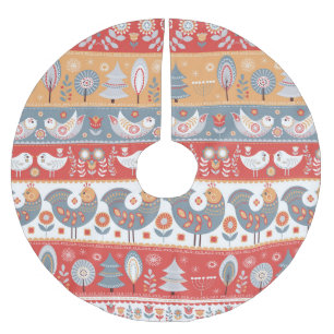 Scandinavian borders: vintage textile design. brushed polyester tree skirt