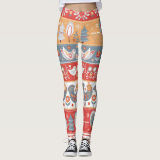 Scandinavian borders: vintage textile design. leggings