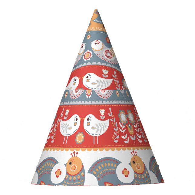 Scandinavian borders: vintage textile design. party hat (Front)