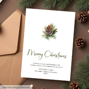 Scandinavian Botanical Cozy Christmas Greeting  Holiday Card