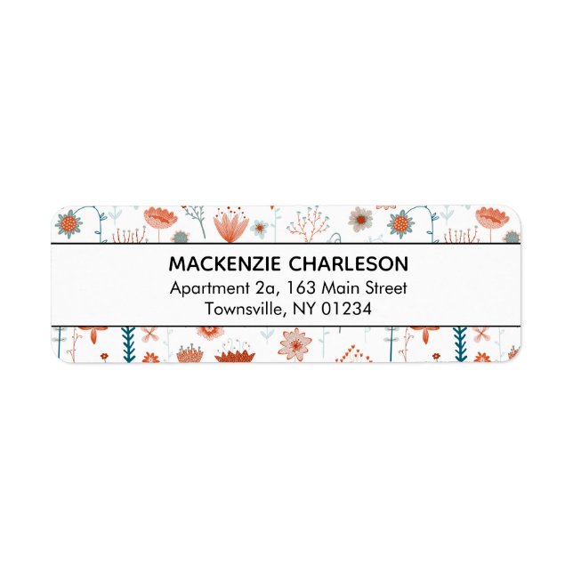 Scandinavian Botanical Flowers Address Return Address Label (Front)