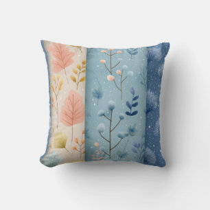 Scandinavian Botanical Winter Panels Throw Pillow
