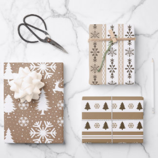 Scandinavian Brown and White  Wrapping Paper Sheet