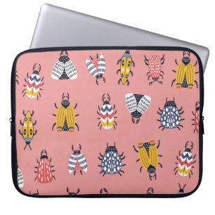 Scandinavian Bugs Beetles Childish Pattern Laptop Sleeve