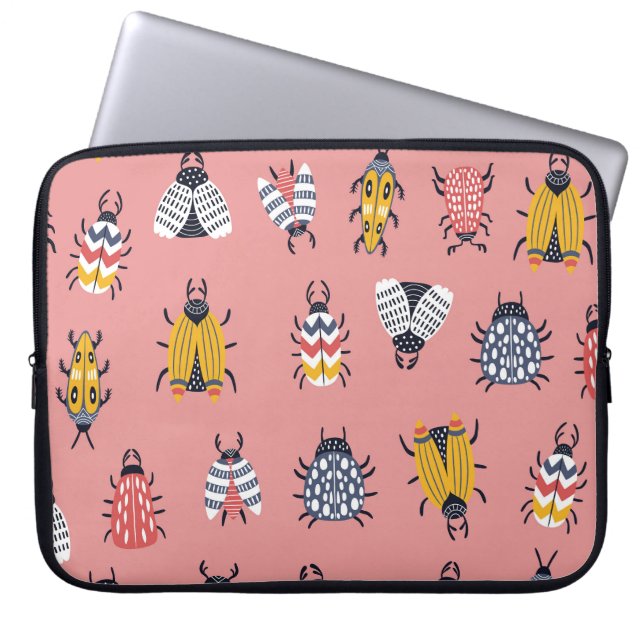 Scandinavian Bugs Beetles Childish Pattern Laptop Sleeve (Front)