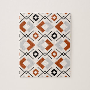 Scandinavian burnt orange grey and beige geometric jigsaw puzzle
