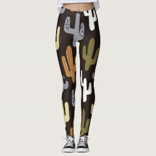 Scandinavian cacti, vintage seamless background. leggings