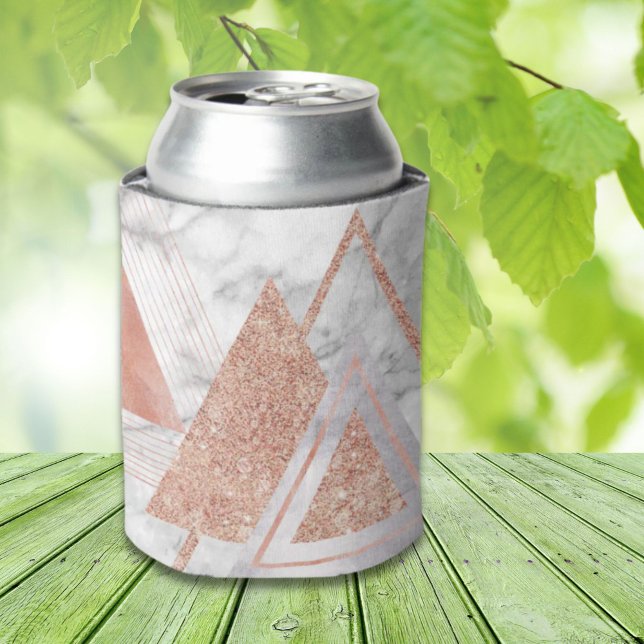 scandinavian chic rose gold geometric white marble can cooler (scandinavian chic rose gold geometric white marble can cooler)
