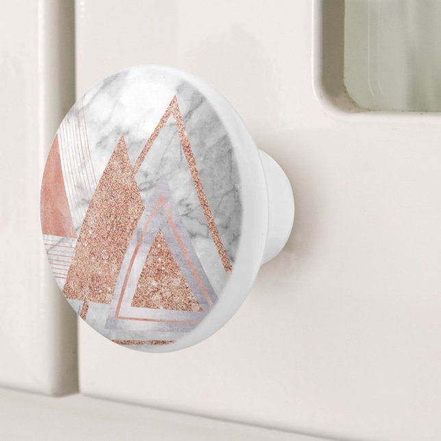 scandinavian chic rose gold geometric white marble ceramic knob (scandinavian chic rose gold geometric white marble ceramic knob)