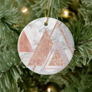 scandinavian chic rose gold geometric white marble ceramic ornament