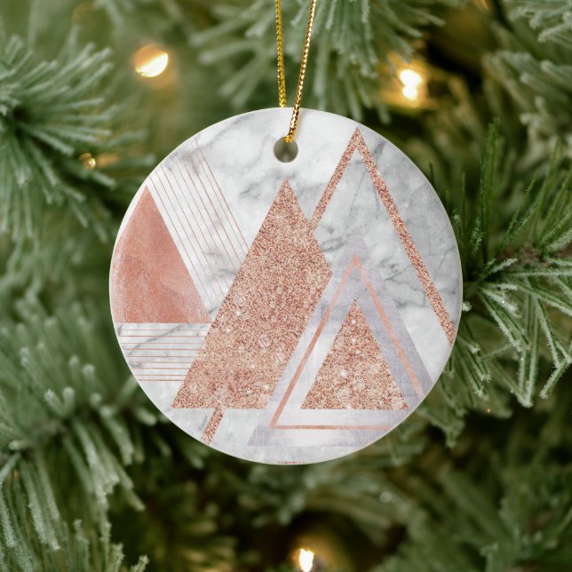 scandinavian chic rose gold geometric white marble ceramic ornament (Tree)