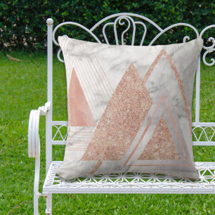 scandinavian chic rose gold geometric white marble cushion