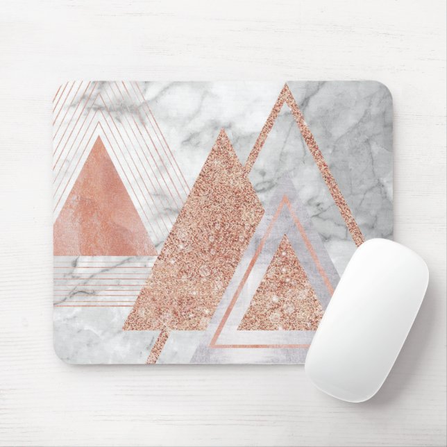 scandinavian chic rose gold geometric white marble mouse pad (With Mouse)