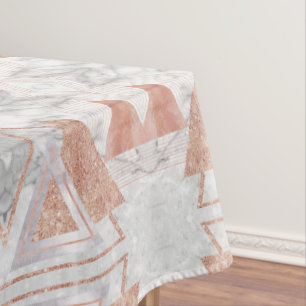 scandinavian chic rose gold geometric white marble tablecloth