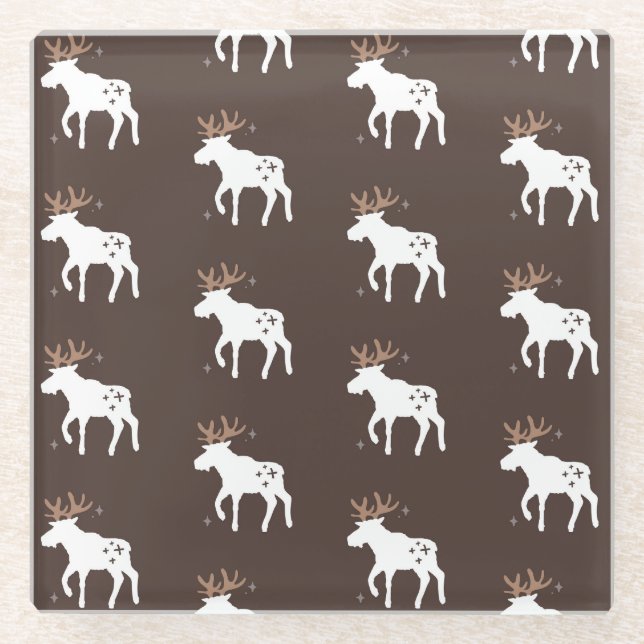 Scandinavian Chic: Vintage Seamless Patterns Glass Coaster (Front)