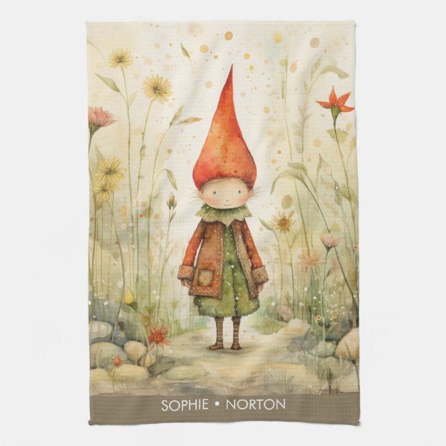 Scandinavian christmas autumn gnome tea towel (Vertical)