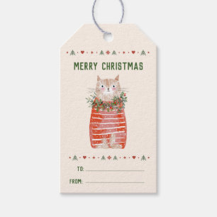 Scandinavian Christmas Cat Gift Tags