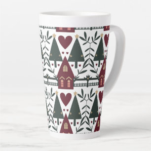 Scandinavian Christmas Cottage Pattern  Latte Mug