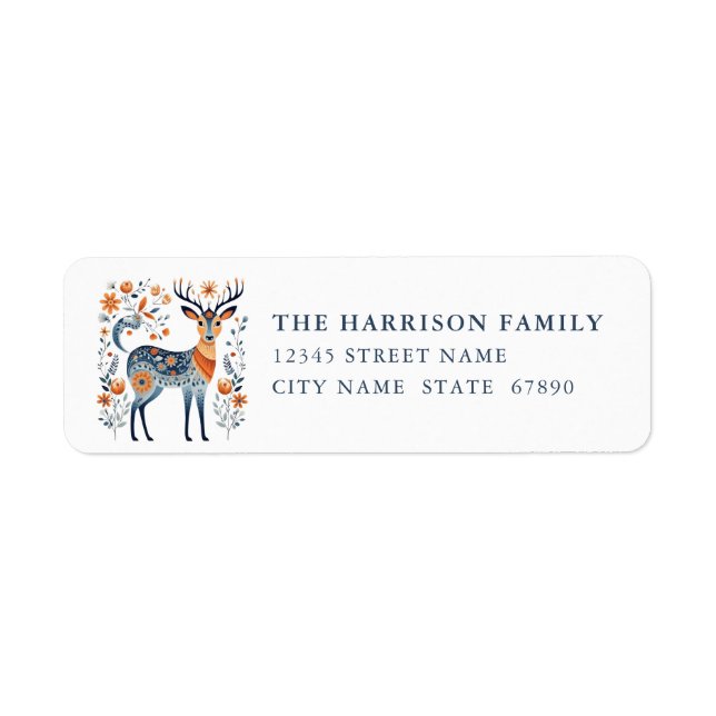 Scandinavian Christmas Deer Return Address Labels (Front)
