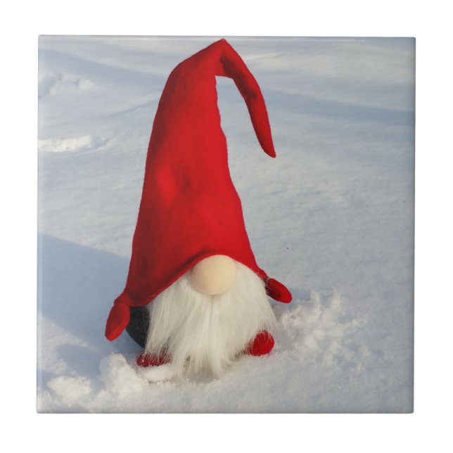 Scandinavian Christmas Gnome Ceramic Tile (Front)