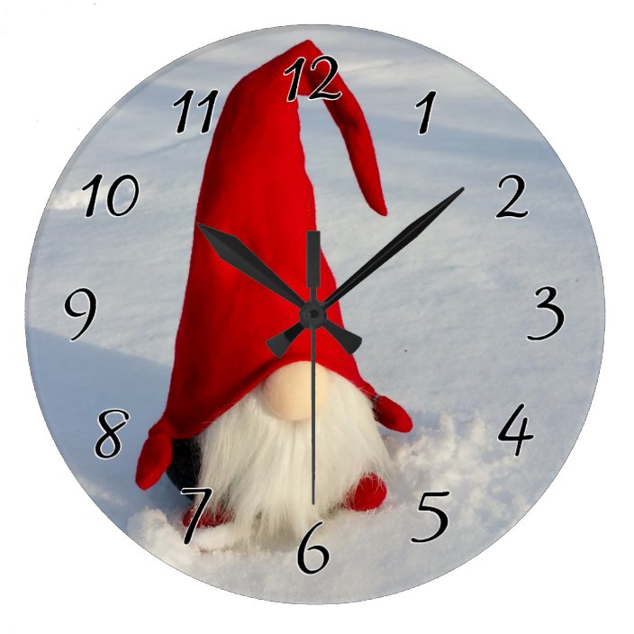 Scandinavian Christmas Gnome Large Clock