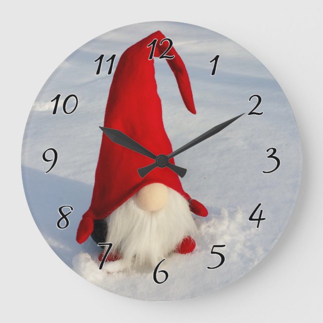 Scandinavian Christmas Gnome Large Clock (Front)
