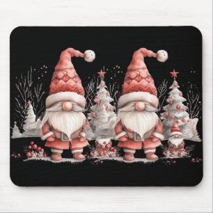 Scandinavian Christmas Gnome Red Berries T Shirt  Mouse Pad