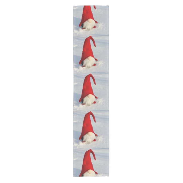 Scandinavian Christmas Gnome Short Table Runner (Front)