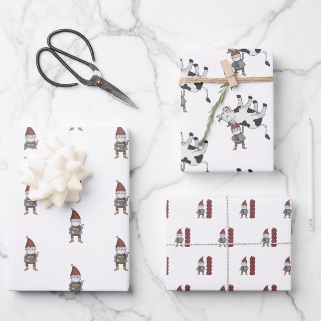 Scandinavian Christmas Gnome Tomten   Wrapping Paper Sheet (Front)