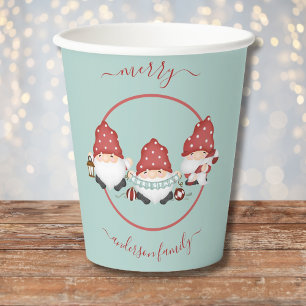 Scandinavian Christmas Gnomes Paper Cups