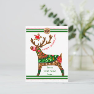Scandinavian Christmas Greeting w/ custom text Hol Holiday Postcard