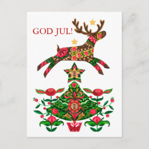 Scandinavian Christmas Greeting w/ custom text Holiday Postcard