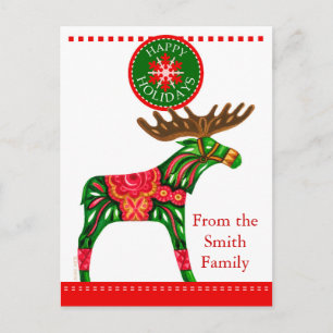 Scandinavian Christmas Greeting w/ custom text Holiday Postcard