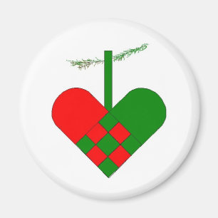 Scandinavian Christmas Hearts Magnet