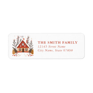 Scandinavian Christmas House Return Address Labels