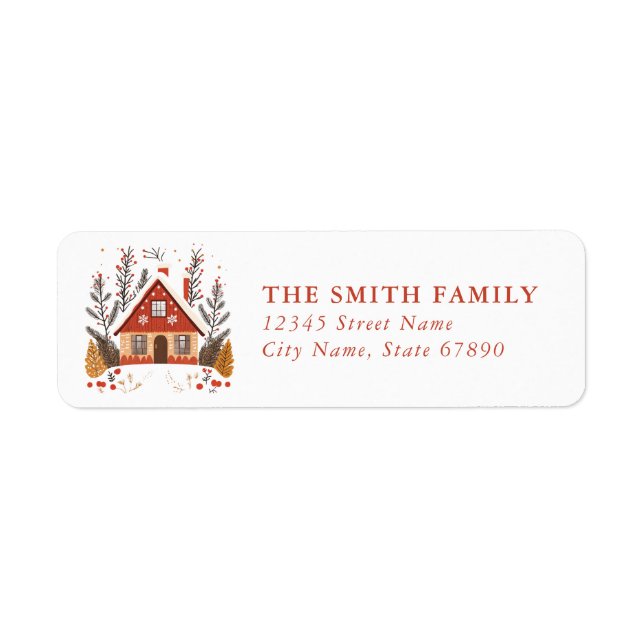 Scandinavian Christmas House Return Address Labels (Front)
