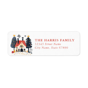 Scandinavian Christmas House Return Address Labels