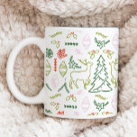 Scandinavian Christmas Illustrated Pattern  Coffee Mug<br><div class="desc">This beautiful Scandinavian-inspired hand-drawn illustrations fill this coffee mug with classic red,  greens,  and subtle pink colours. Artwork created by Annie Montgomery Design.</div>