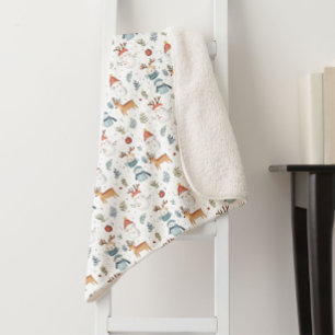 Scandinavian Christmas Nordic Winter Snowman Baby Sherpa Blanket