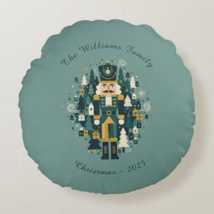 Scandinavian Christmas Nutcracker Round Cushion