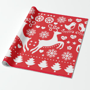 SCANDINAVIAN CHRISTMAS PATTERN GIFT WRAPPING PAPER